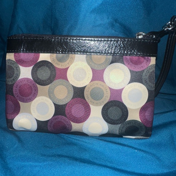 Coach multicolor logo print sateen wristlet - Picture 3 of 5